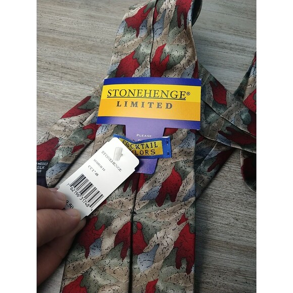 Stonehedge Cocktail Collection Men's Tie Red Blue green Brown Abstract 100 Silk - Picture 4 of 6